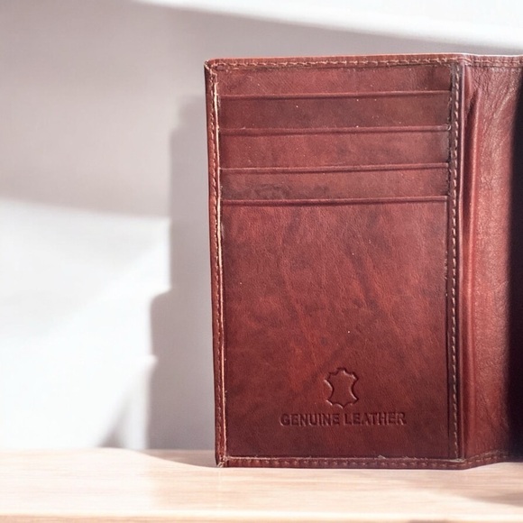 YL Genuine Brown Leather Tri-Fold Wallet GORPCORE 12 Card Slots Corpcore NEW - Picture 9 of 12